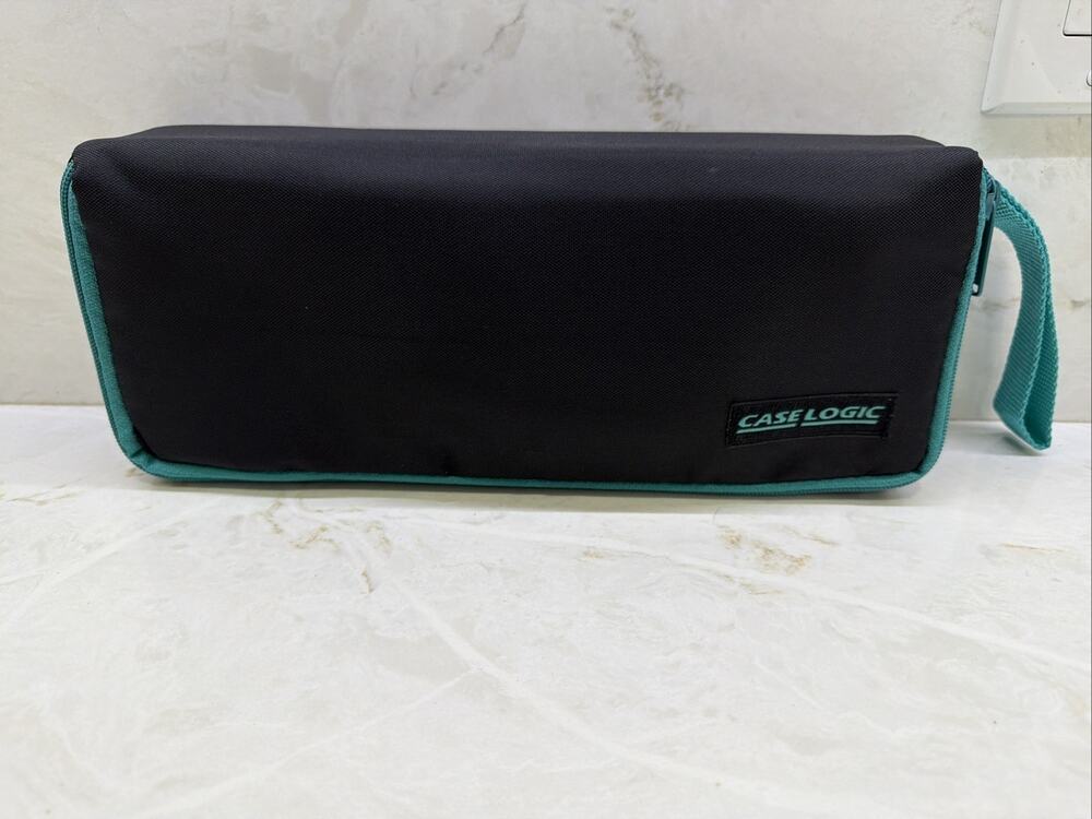 Case Logic Cassette Tape Case 15 Vintage Retro Music Storage Media Black Zip Up